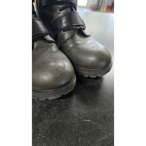 BOC Born Concept Black Buckle Combat Boots Side Zip 8.5M - Picture 6 of 7